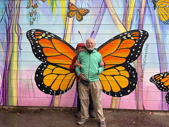 Rob Badger adn Nita Winter at Pacific Grove Monarch Butterfly Preserve mural_IMG_3065
