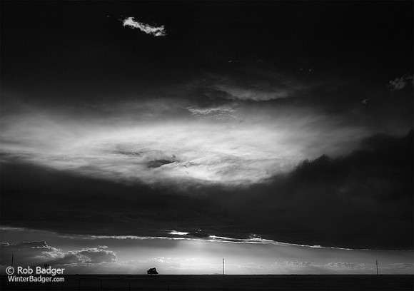 Sun rays thunder cloud at sunset_eastern New Mexico_X1_6405_BW_x1550