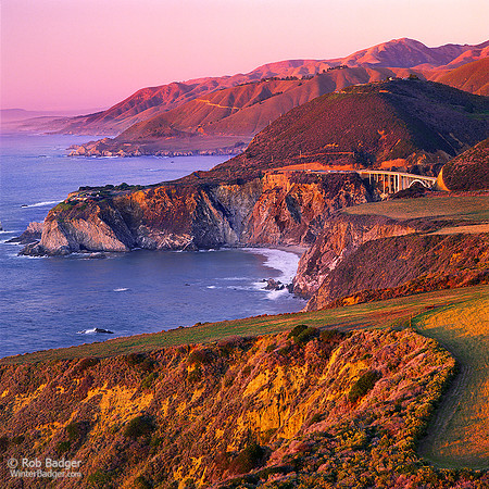 Sunset on cliffs on the Bixby Creek Bridg_Big Sur Coast_California_Rob Badger Photography