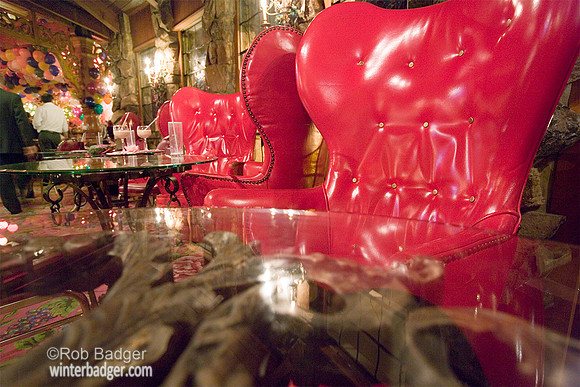 Glass Table with Pink Chairs, #01, Madonna Inn, San Luis Obispo, California
