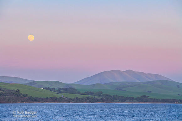 Full moon rising over Black Mountain and Tomales Bay_Marin County_California _S2P0432_Rob Badger