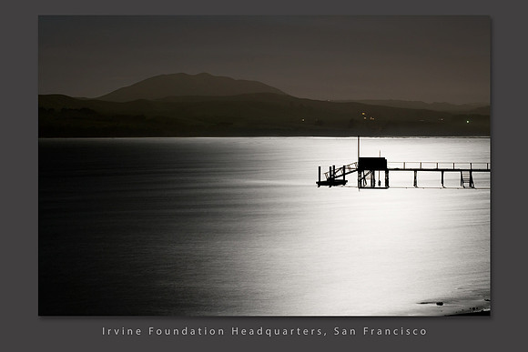 Black Mountain and Silhouette of dock against full moonlight reflected on Tomales Bay_Marin County_California_USA_S2P0481_Rob Badger_Corp slide